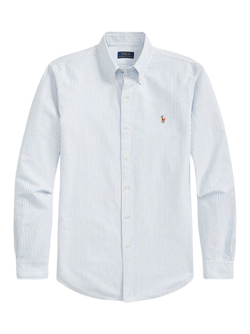 RALPH LAUREN Custom Fit Oxford Shirt Blue/White Stripe