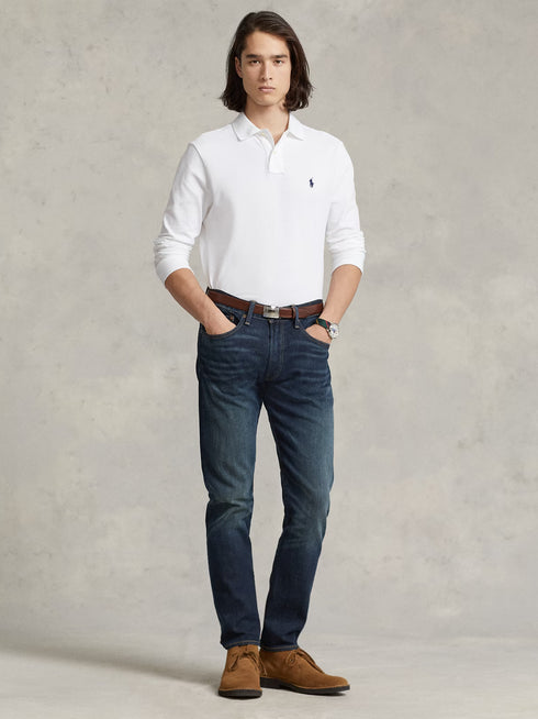 RALPH LAUREN Slim Fit Mesh Long-Sleeve Polo White