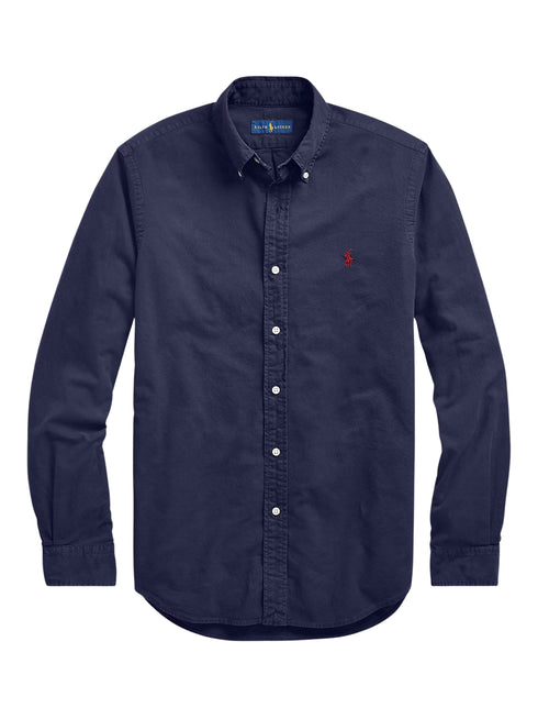 RALPH LAUREN Slim Fit Garment-Dyed Oxford Shirt Navy