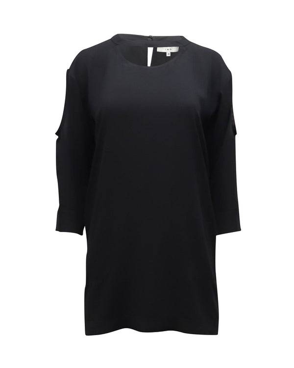 Women's Iro Cut Out Cold Shoulder Dress in Black Polyester