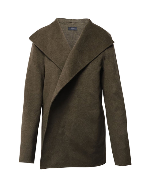 Women's Joseph Jacket with Drape Shawl Collar in Olive Green Wool