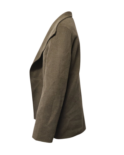 Women's Joseph Jacket with Drape Shawl Collar in Olive Green Wool
