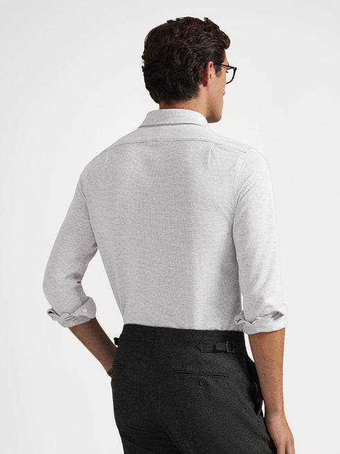 RALPH LAUREN Houndstooth Jersey Spread-Collar Shirt Natural