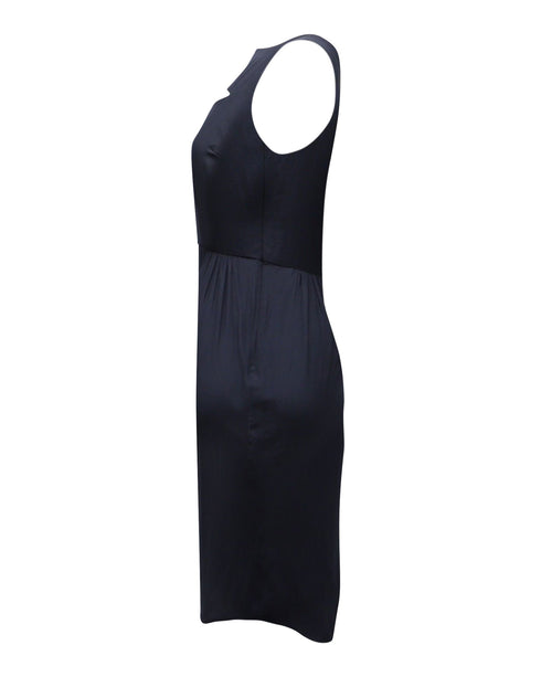 Women's Ulla Johnson Cut-Out Sleeveless Midi Dress in Navy Blue Polyester