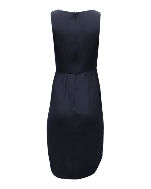 Women's Ulla Johnson Cut-Out Sleeveless Midi Dress in Navy Blue Polyester