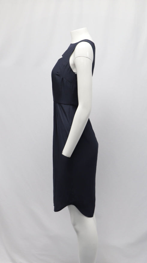 Women's Ulla Johnson Cut-Out Sleeveless Midi Dress in Navy Blue Polyester