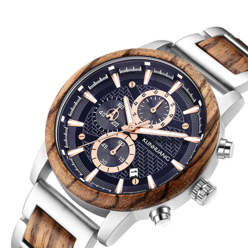 The Voyager Sports Waterproof Wood Grain Men's Watch