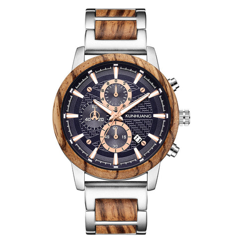 The Voyager Sports Waterproof Wood Grain Men's Watch