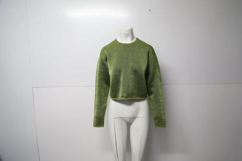 Women's Alexander Wang Cropped Sweater in Green Viscose