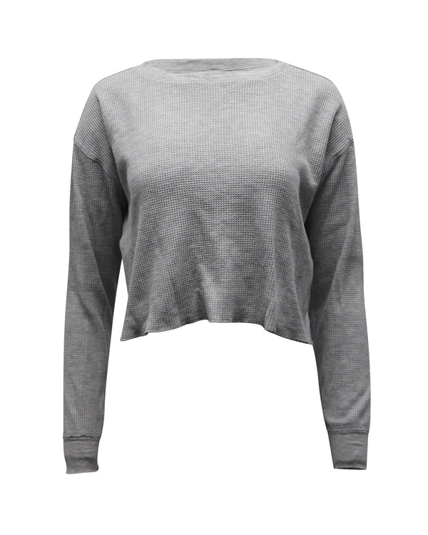 Women's Reformation Davis Waffle Top in Grey Cotton
