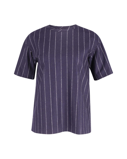 Women's Joseph Caleb Striped Shirt in Navy Blue Wool