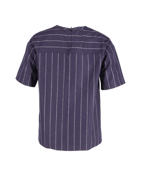 Women's Joseph Caleb Striped Shirt in Navy Blue Wool