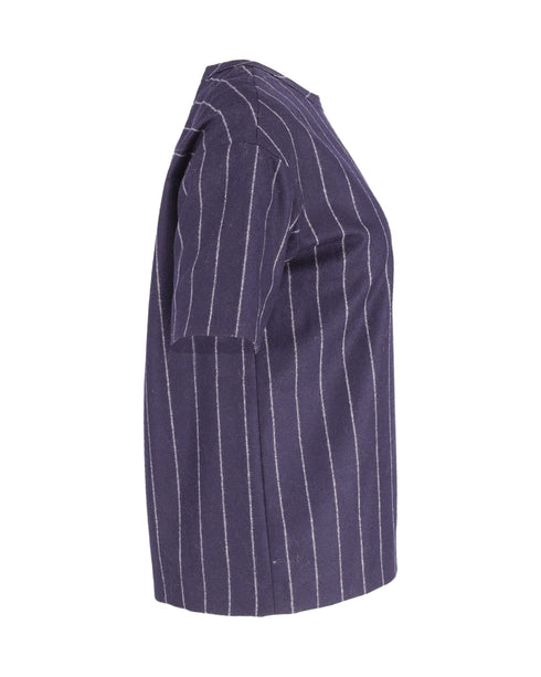 Women's Joseph Caleb Striped Shirt in Navy Blue Wool