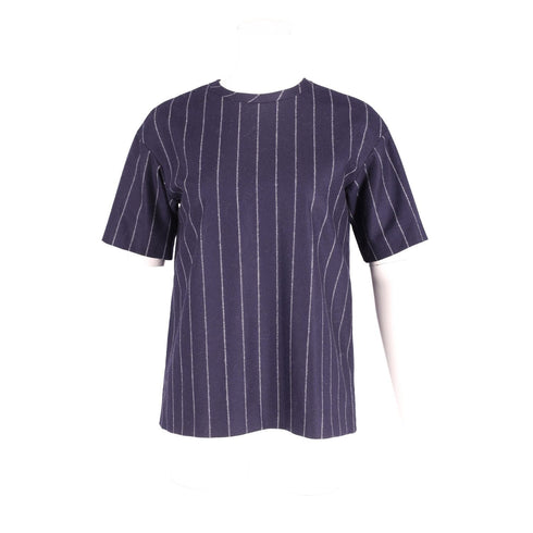 Women's Joseph Caleb Striped Shirt in Navy Blue Wool