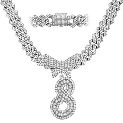 14MM Custom Initial Letter Cuban Butterfly Pendant Necklace
