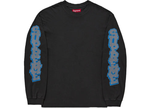 Supreme Cracked Sleeve L/S Top Washed Black