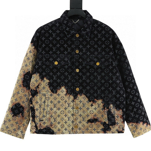 Louis Vuitton Faded "Burning Cloud" Print Denim Jacket