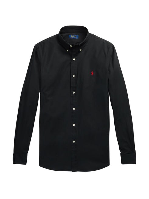 RALPH LAUREN Slim Fit Stretch Poplin Shirt Polo Black