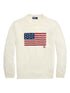 RALPH LAUREN Flag Cotton Crewneck Jumper Cream White