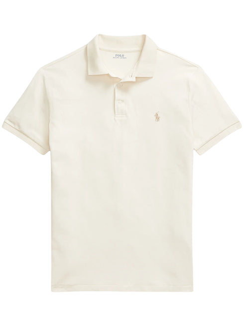 RALPH LAUREN Slim Fit Mesh Polo Shirt Natural
