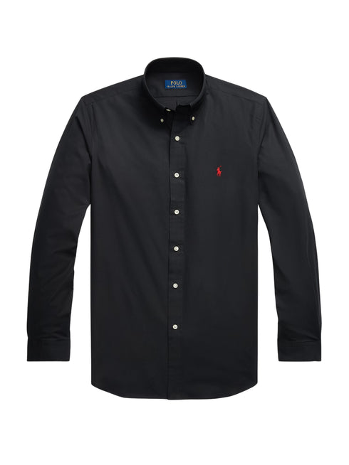 RALPH LAUREN Custom Fit Stretch Poplin Shirt Polo Black