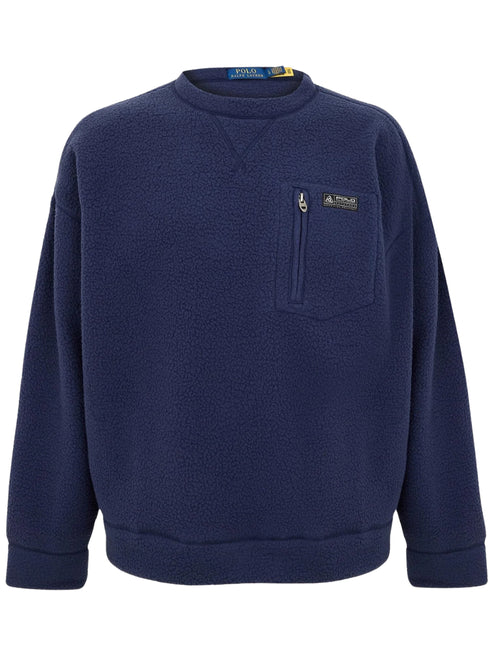 RALPH LAUREN Relaxed Fit Pile Fleece Sweatshirt Navy