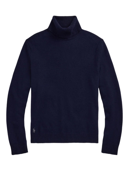 RALPH LAUREN Wool-Cotton Roll Neck Jumper Hunter Navy