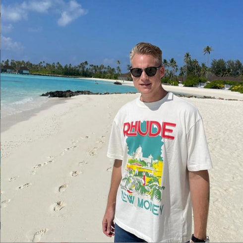 Rhude T-shirt Castle Coconut Letter Print Short Sleeve T-shirt