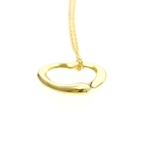 Open Heart Pendant Necklace 18K Yellow Gold 16mm