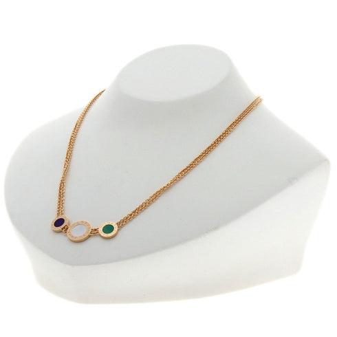 Pendant Necklace 18K Rose Gold with Malachite Shell and Sugilite