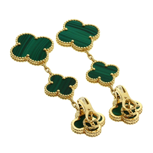 Alhambra Earrings 18K Yellow Gold and Malachite 18K Yellow Gold