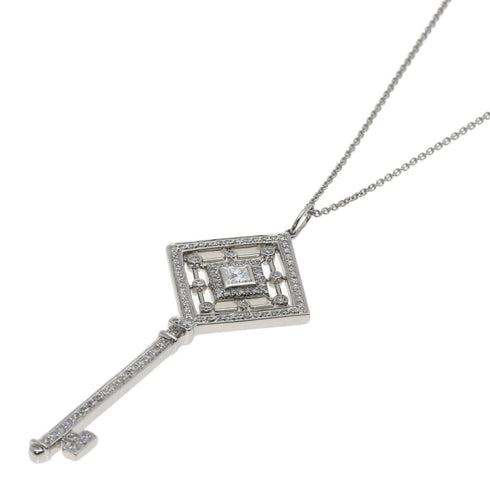 Grace Key Pendant Necklace Platinum with Diamond