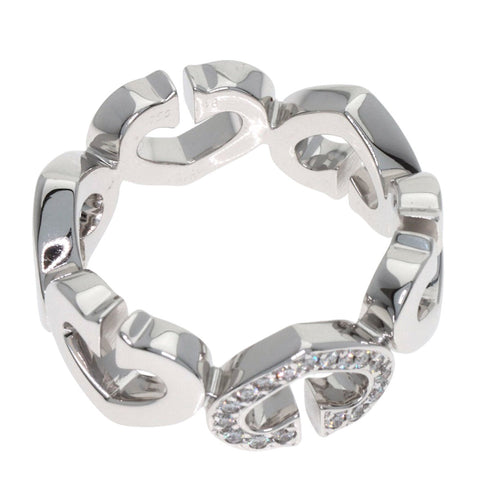C Heart Ring 18K White Gold with Diamonds