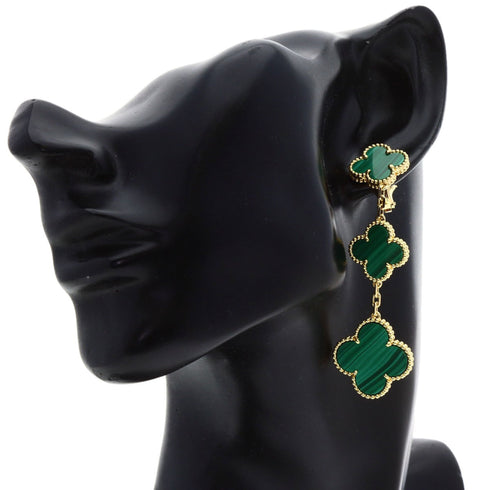 Alhambra Earrings 18K Yellow Gold and Malachite 18K Yellow Gold