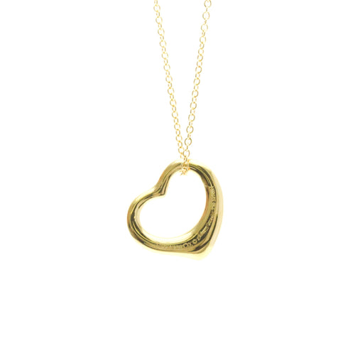 Open Heart Pendant Necklace 18K Yellow Gold 16mm