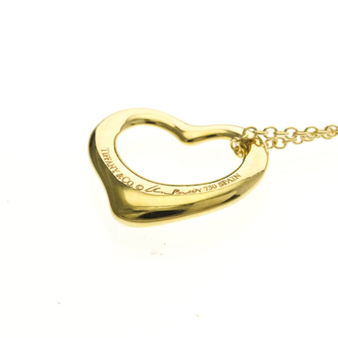 Open Heart Pendant Necklace 18K Yellow Gold 16mm