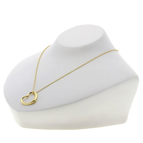 Open Heart Pendant Necklace 18K Yellow Gold 18mm