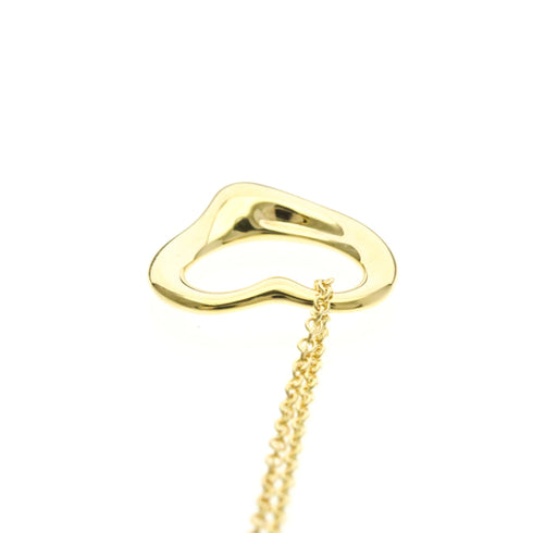 Open Heart Pendant Necklace 18K Yellow Gold 16mm