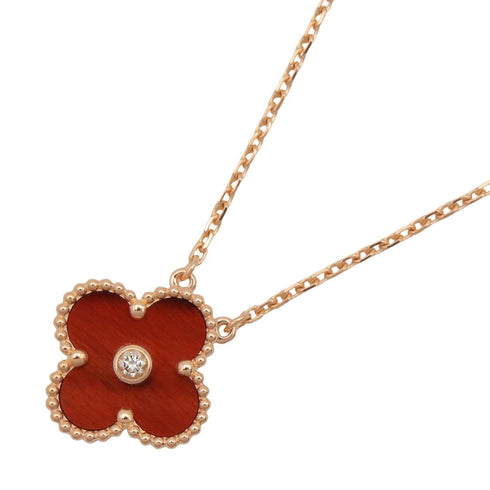 Vintage Alhambra Pendant Necklace 18K Rose Gold and Tiger's Eye