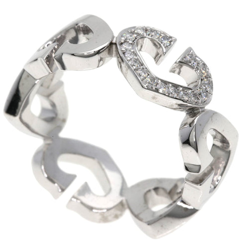 C Heart Ring 18K White Gold with Diamonds