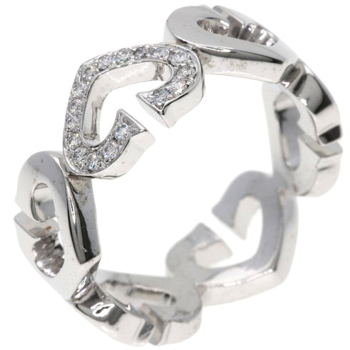 C Heart Ring 18K White Gold with Diamonds
