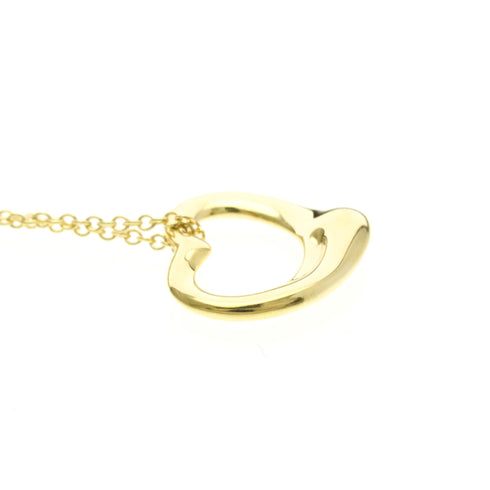 Open Heart Pendant Necklace 18K Yellow Gold 16mm