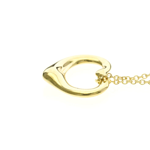 Open Heart Pendant Necklace 18K Yellow Gold 16mm