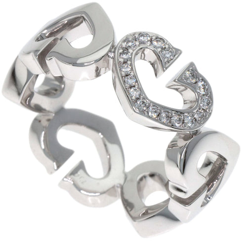 C Heart Ring 18K White Gold with Diamonds