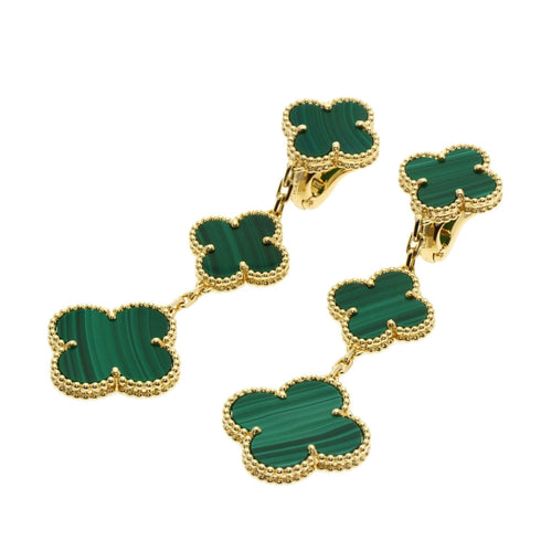 Alhambra Earrings 18K Yellow Gold and Malachite 18K Yellow Gold
