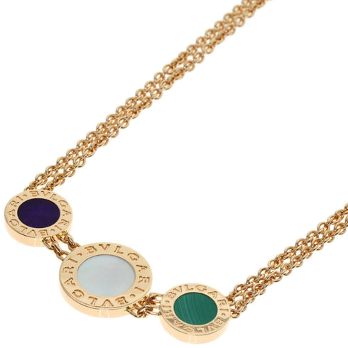 Pendant Necklace 18K Rose Gold with Malachite Shell and Sugilite