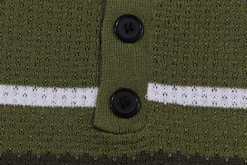 AMIRI Striped Pointelle-Knit Polo Shirt