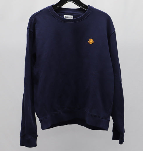 Men's Kenzo Tiger Embroidered Crewneck Sweatshirt in Navy Blue Cotton