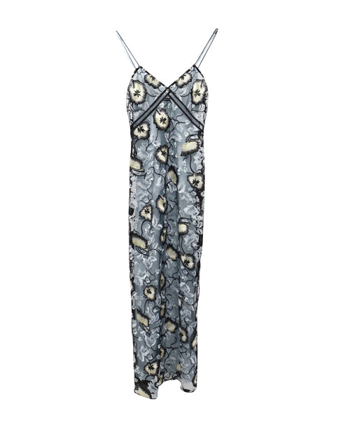 Women's Self Portrait Sophia Embroidered Slip Dress in Multicolor Chiffon