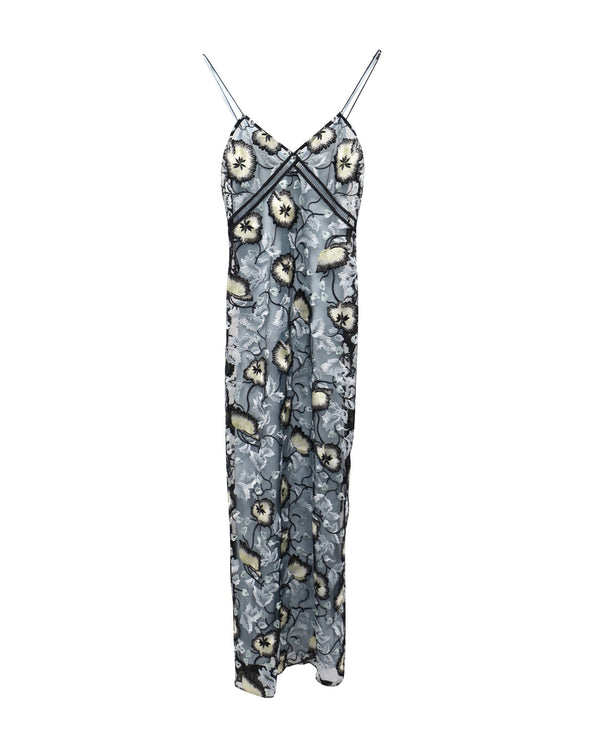 Women's Self Portrait Sophia Embroidered Slip Dress in Multicolor Chiffon